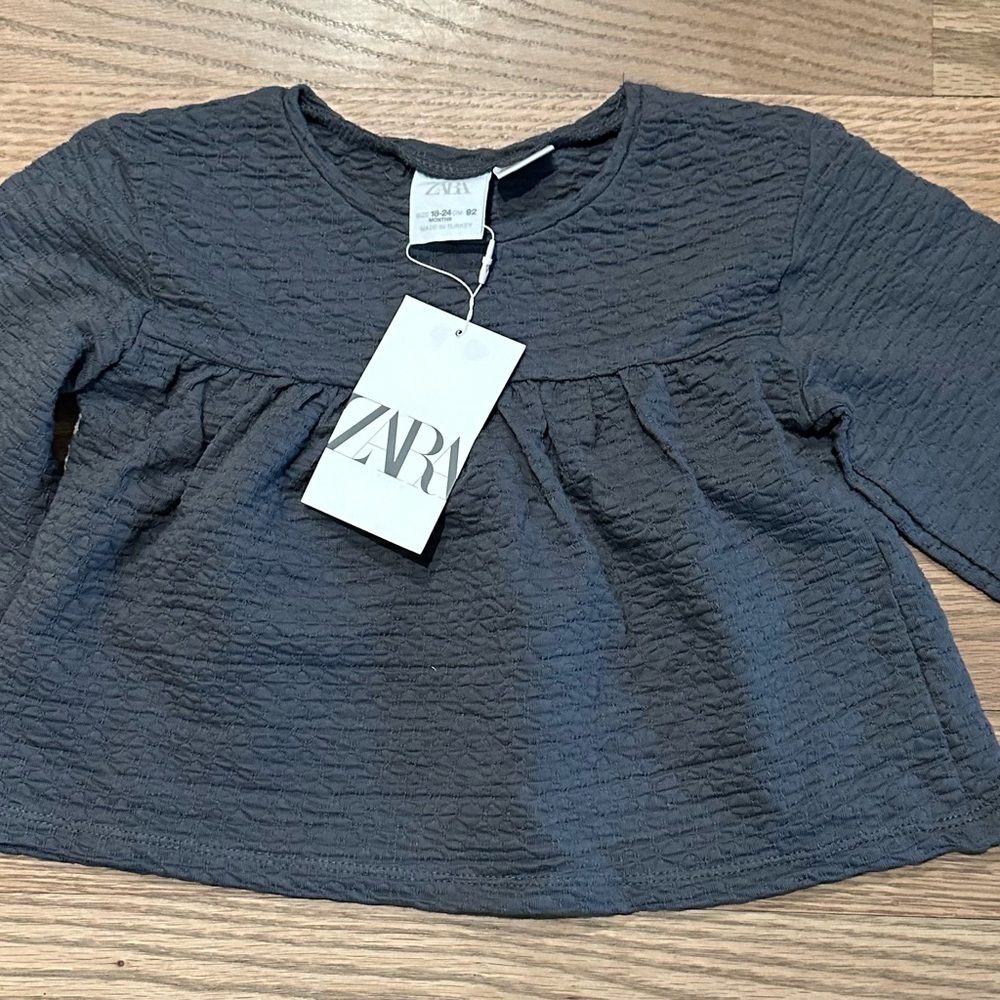 Zara tunic style long sleeve dark red maroon toddler top blouse